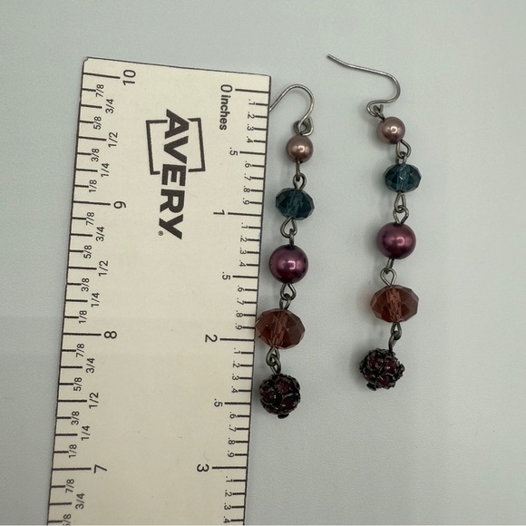 Vintage Liz Claiborne Elegant Sparkly Purple Beaded Necklace and Earring Set - Picture 3 of 9